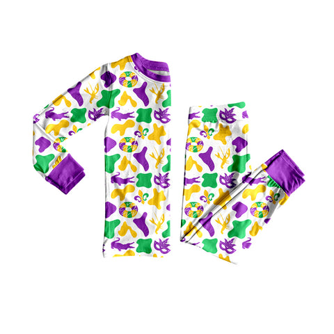 Preorder BLP1273 Mardi Gras Camo Boy's Pajamas Set (Deadline 2025.9.24)