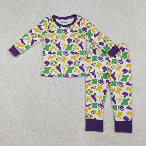 BLP1273 Mardi Gras Camo Boy's Pajamas Set