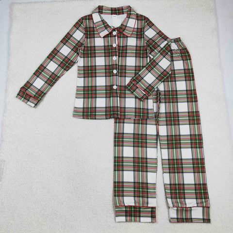 BLP1277 Christmas Plaid Buttons Adult Men Pajamas Set