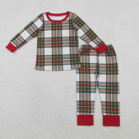 BLP1279 Christmas Plaid Red Boys Pajamas Set