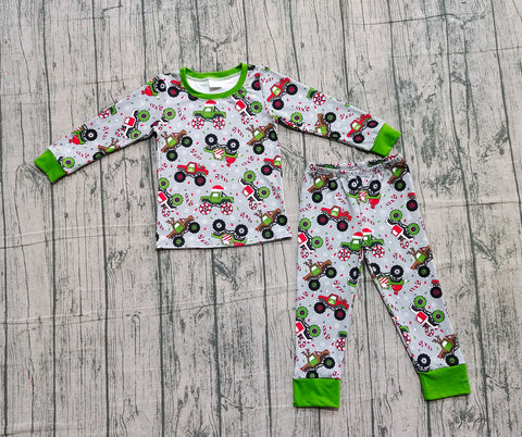 Preorder Samples BLP1286 Christmas Truck Green Boys Pajamas Set