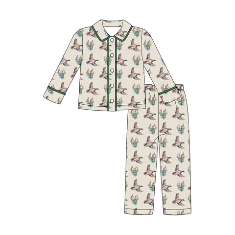 Preorder 10.01 MOQ 5 pcs BLP1290 Mallard Ducks Buttons Boys Pajamas Set