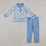 BLP1295 Christmas Santa Blue Pullover Boys Set (3-6M to 7-8T)