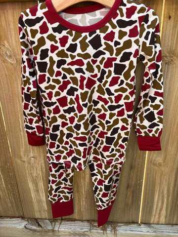 Preorder 10.08 MOQ 5 pcs BLP1296 Hunting Camo Red Boys Pajamas Set