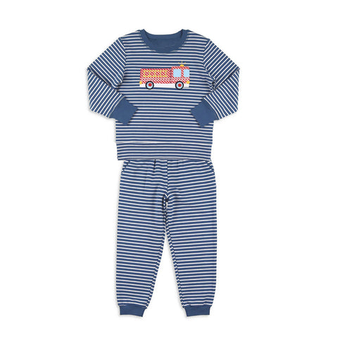 Preorder 10.10 MOQ 5 pcs BLP1297 Fire Truck Stripe Boys Pajamas Set