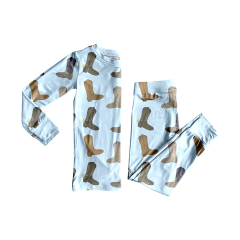 Preorder 10.10 MOQ 5 pcs BLP1298 Western Boots Boys Pajamas Set