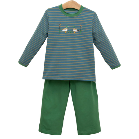 Preorder 10.16 MOQ 5 pcs BLP1306 Mallard Ducks Green Boys Set