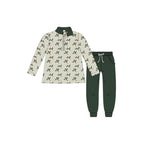 Preorder 10.21 MOQ 5 pcs BLP1309 Mallard Ducks Green Zipper Pullover Boys Set