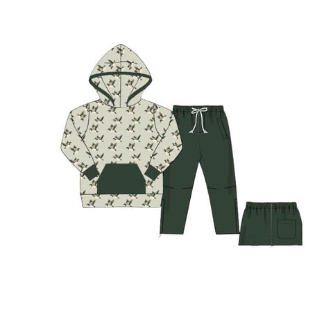 Preorder 10.21 MOQ 5 pcs BLP1310 Mallard Ducks Green Hoodie Pullover Boys Set