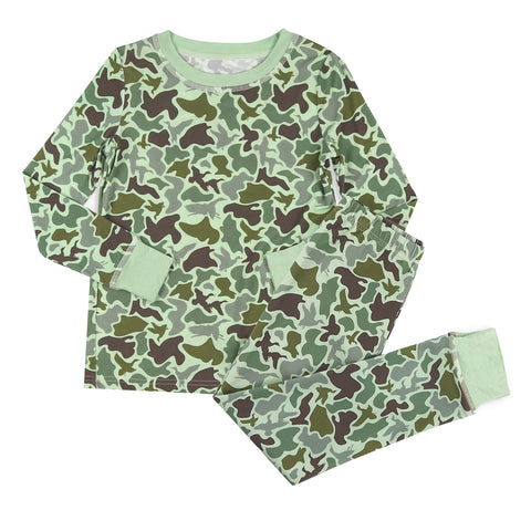 Preorder 10.21 MOQ 5 pcs BLP1311 Hunting Mallard Ducks Green Boys Pajamas Set