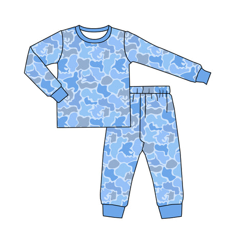 Preorder 10.21 MOQ 5 pcs BLP1312 Hunting Shark Blue Boys Pajamas Set