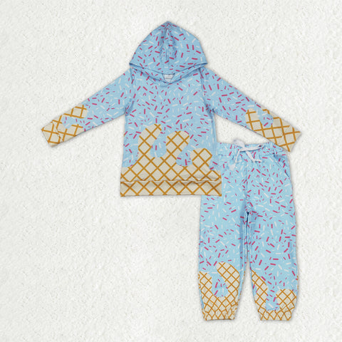 BLP1328 Ice Cream Drip Sky Blue Hoodie Boys Jogger Set