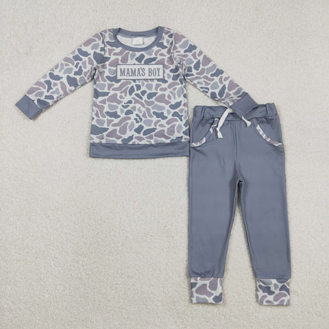 BLP1335 Embroidery MAMA'S BOY Camo Boys Set