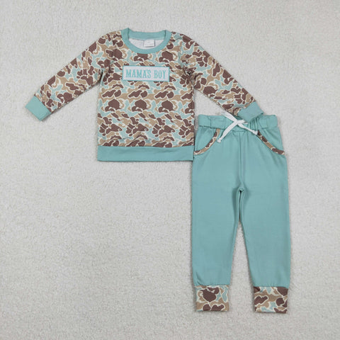BLP1336 Embroidery MAMA'S BOY Camo Boys Set