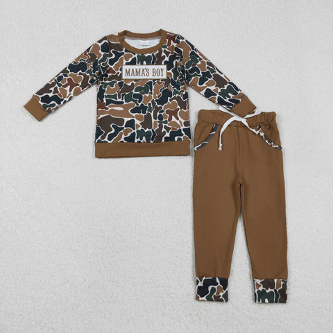 BLP1337 Embroidery MAMA'S BOY Camo Boys Set
