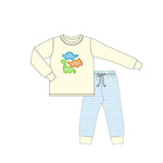 Preorder 11.20 MOQ 5 pcs Dinosaur Blue Stripe Boy's Set