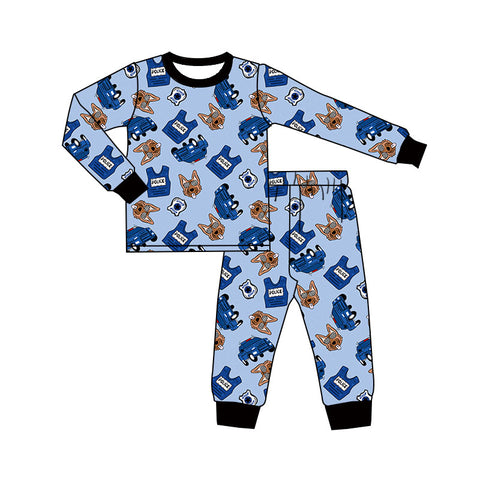 Preorder 11.21 MOQ 5 pcs BLP1350 Police Dog Blue Boys Pajamas Set