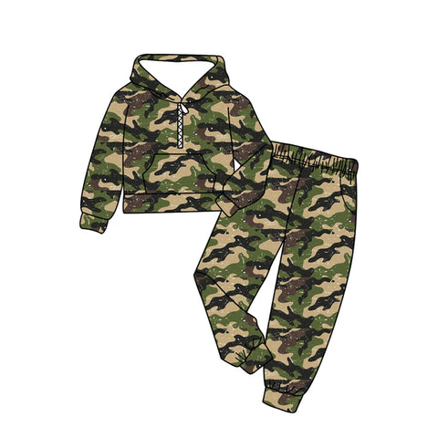 Preorder 11.29 MOQ 5 pcs BLP1371 Hunting Green Camo Hoodie Pullover Boys Set