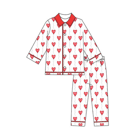 Preorder 12.11 MOQ 5 pcs BLP1386 Valentine's Day Love Buttons Boys Pajamas Set