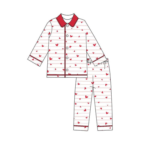 Preorder 12.11 MOQ 5 pcs BLP1387 Valentine's Day Love Buttons Boys Pajamas Set