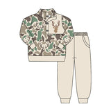 Preorder MOQ 5 Pcs Each Style Hunting Camo Elk Fish Mallard Ducks Pullover Boys Jogger Set