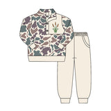 Preorder MOQ 5 Pcs Each Style Hunting Camo Elk Fish Mallard Ducks Pullover Boys Jogger Set