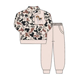 Preorder MOQ 5 Pcs Each Style Hunting Camo Elk Fish Mallard Ducks Pullover Boys Jogger Set