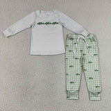 BLP1425 Fishing Green Plaid Boys Set