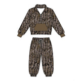 Preorder MOQ 5 Pcs Each Style Hunting Camo Branches Pullover Boys Jogger Set