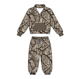 Preorder MOQ 5 Pcs Each Style Hunting Camo Branches Pullover Boys Jogger Set