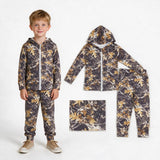 BLP1439 Hunting Camo Branches Coat Boys Jogger Set
