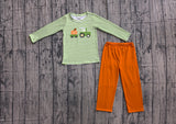 Preorder Samples BLP1441 Embroidery Pumpkin Truck Stripe Orange Kids Boys Outfits