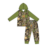 Preorder MOQ 5 Pcs Each Style Hunting Camo Branches Hoodie Boys Jogger Sets