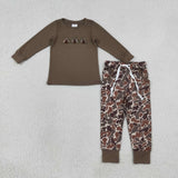 BLP1473 Embroidery Thanksgiving Day Turkey Camo Boys Set