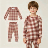 BLP1478 Brown Plaid Girls Outfits