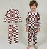 BLP1479 Brown Plaid Girls Pajamas Outfits