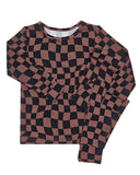 Preorder Samples BLP1480 Brown Black Plaid Girls Pajamas Outfits