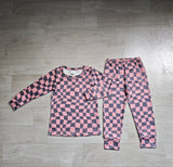 Preorder Samples BLP1480 Brown Black Plaid Girls Pajamas Outfits