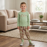 BLP1492 Embroidery Hunting Camo Dog Mint Boys Jogger Set