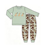 Preorder Samples BLP1492 Embroidery Hunting Camo Dog Mint Boys Jogger Set