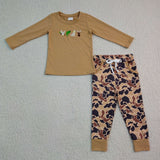 BLP1493 Embroidery Hunting Camo Dog Mallard Ducks Brown Boys Jogger Set