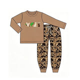 Preorder Samples BLP1493 Embroidery Hunting Camo Dog Mallard Ducks Brown Boys Jogger Set