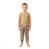 BLP1493 Embroidery Hunting Camo Dog Mallard Ducks Brown Boys Jogger Set