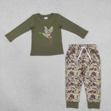 BLP1494 Embroidery Hunting Camo Dog Mallard Ducks Boys Jogger Set