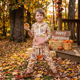 BLP1504 Thanksgiving Day Turkey Pumpkin Boys Hoodie Set