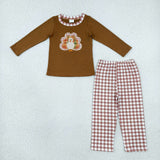 BLP1516 Embroidery Thanksgiving Day Turkey Boys Outfits