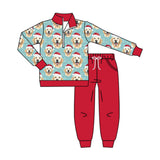 Preorder MOQ 5 pcs Each Style Christmas Dog Red Kids Matching Clothes