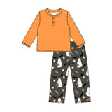 Preorder MOQ 5 pcs Each Style Halloween Ghost Candy Corn Kids Matching Clothes
