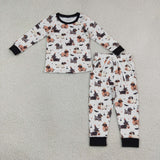 BLP1548 Halloween Ghost Pumpkin Puppy Boys Pajamas Outfits