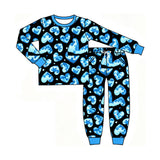 Preorder MOQ 5 pcs Each Style Love Waves Blue Color Kids Matching Clothes